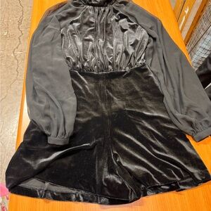 Express Black Velvet Jumpsuit with Sheer Sleeves